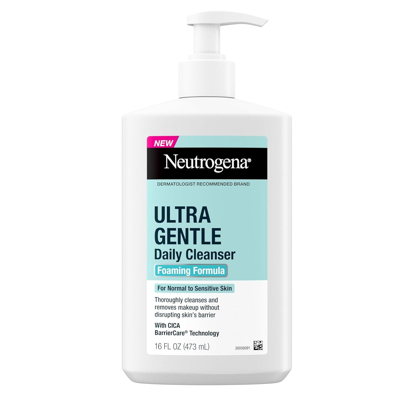 Neutrogena Ultra Gentle Foaming Facial Cleanser, Fragrance Free Hydrating Face Wash for Sensitive Skin, Daily Non Over Drying Makeup Remover, Hypoallergenic, Soap & Dye Free, Non-Comedogenic, 16 Fl Oz-Velvo Beauty
