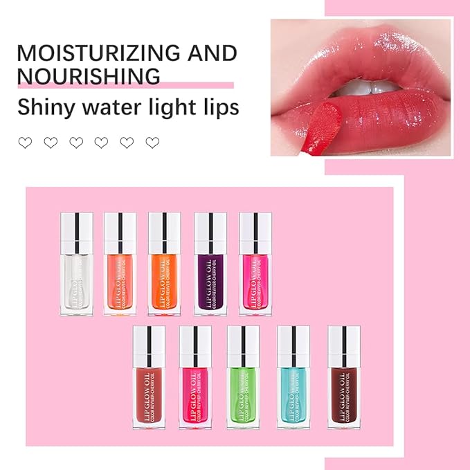Hydrating Lip Glow Oil Moisturizing Plumping Lip Tint Lip Gloss Transparent Lip Balm Long Lasting Nourishing Repairing Lightening Lip Lines (001# PINK)-Velvo Beauty