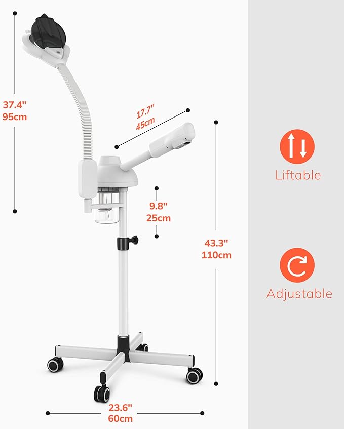 TASALON Professional 2 in 1 Facial Steamer With 5X Magnifying Foldable Arm, Ozone Mist Steamer for Face, Salon Spa Beauty Skin Care Equipment-Velvo Beauty