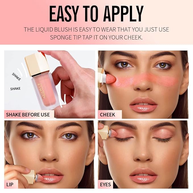 KIMUSE Soft Cream Blush Makeup, Liquid Blush for Cheeks, Weightless, Long-Wearing, Smudge Proof, Natural-Looking, Dewy Finish-Velvo Beauty