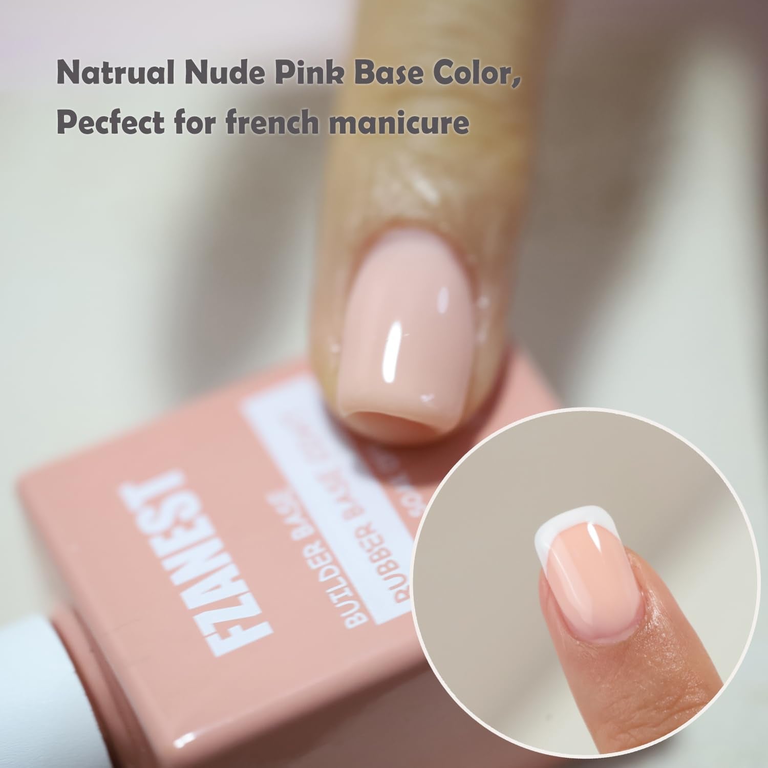 FZANEST Rubber Base Builder Gel Nail 15ml Jelly Natrual Nude Pink Color Gel Polish Nail Strengthener Self-leveling Extension Soak Off UV LED-Velvo Beauty