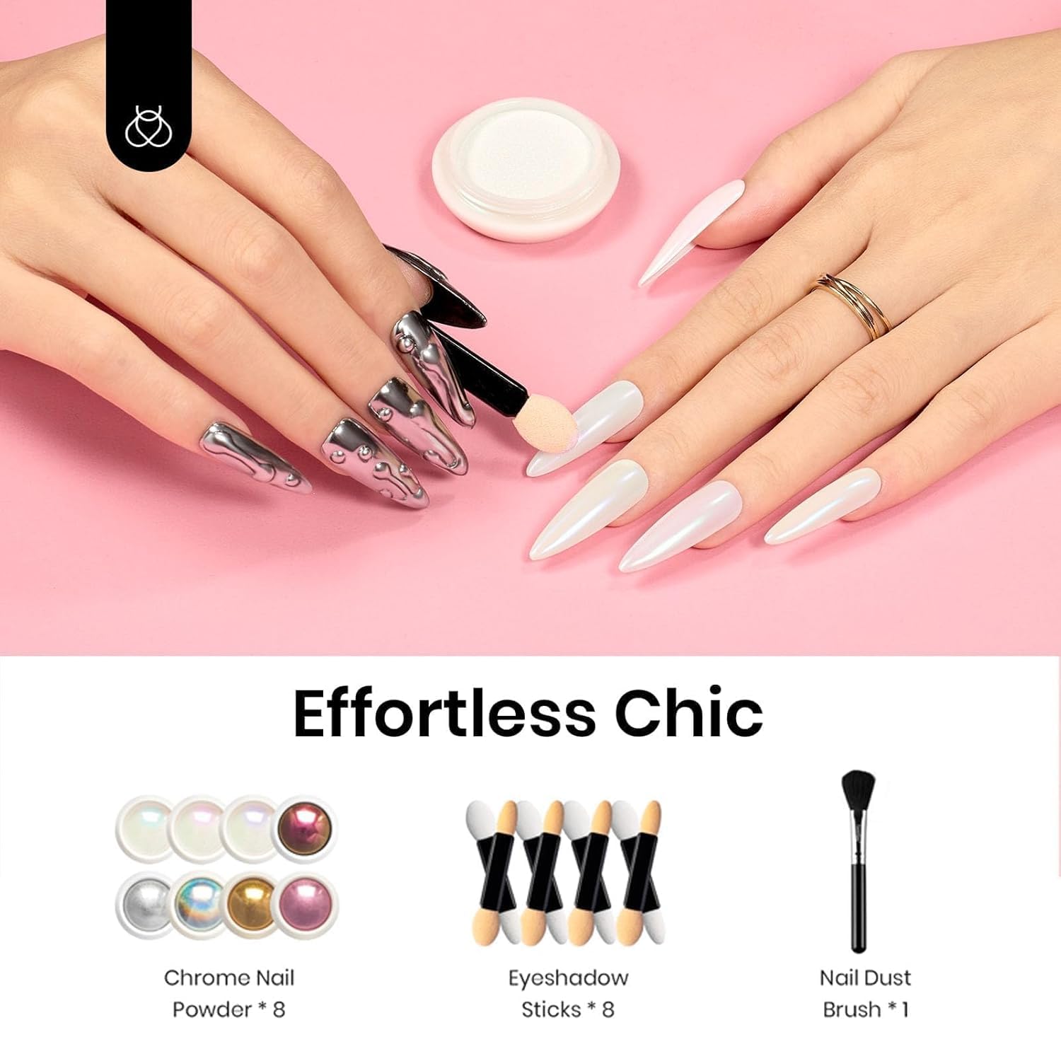 Beetles Chrome Nail Powder 8 Colors Mirror Effect Aurora Iridescent Pearlescent Holographic Manicure Nail Art Decoration Glitter, 1g or 0.5g/Jar for Women-Velvo Beauty