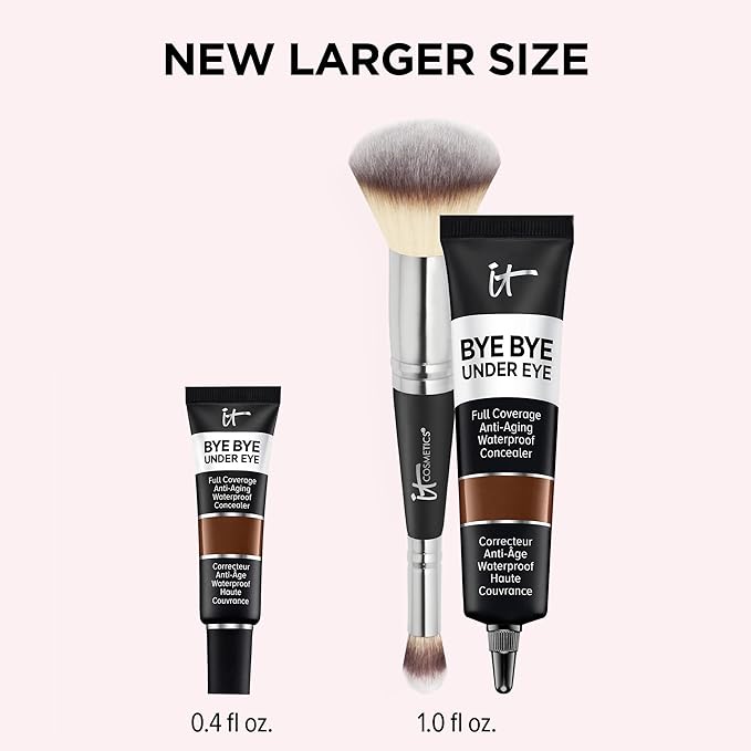 IT Cosmetics Makeup Set - Includes Supersize Bye Bye Under Eye Concealer (44.0 Deep) + Heavenly Luxe Complexion Perfection Concealer Brush (1 fl oz) - with Collagen, Hyaluronic Acid & Antioxidants-Velvo Beauty