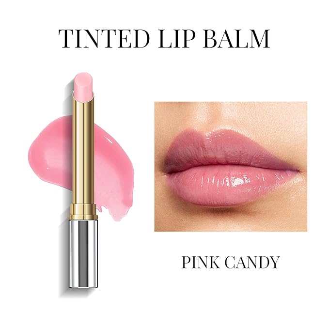 KYDA Tinted Lip Balm, Hydrating Sheer Formula Lip Balm, Natural Glossy Finish, Moisturizing Lip Care Balm for Dry Lips, Pink Candy-Velvo Beauty