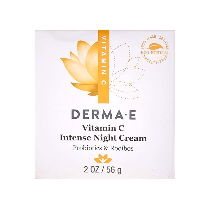 DERMA-E Vitamin C Intense Night Cream – Brightening and Hydrating Facial Skin Renewing Cream – Anti-Aging Overnight Facial Moisturizer, 2 oz-Velvo Beauty