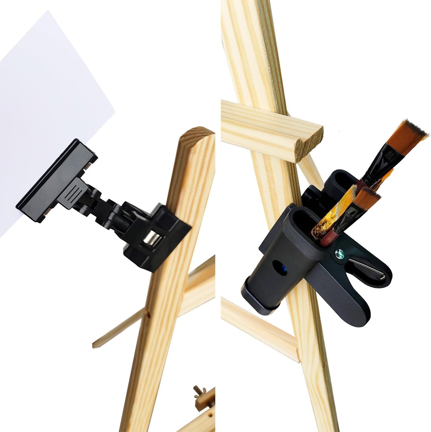 QMARK Easel Brush Clip, Easel Paintbrush Holder with a Rotatable Paper Copy Clip, Drum Stick Holder , Adjustable File Holder-Velvo Beauty