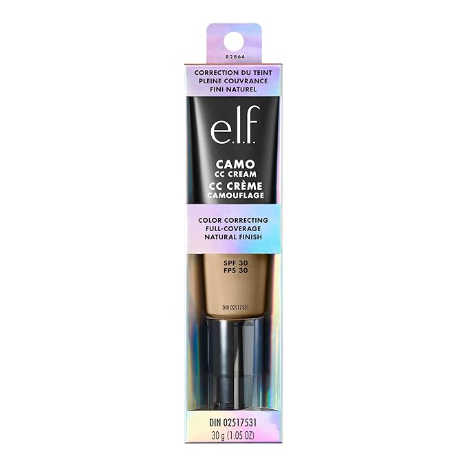 e.l.f. Camo CC Cream, SPF 30 Color-Correcting Medium-To-Full Coverage Face Foundation, Delivers An Airbrushed Finish, Vegan & Cruelty-Free, Light 205 N-Velvo Beauty