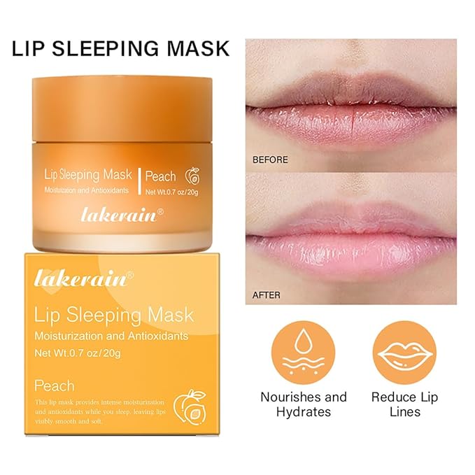 Sleeping Lip Mask, Long-Lasting Nourish & Hydrate Lip Mask, Lip Balm, Lip Oil, Lip Skin Care, Hydrating, Moisturizing Lip Lines Night Sleep Care Lip Anti-chapped Lip Cream (01# Peach)-Velvo Beauty