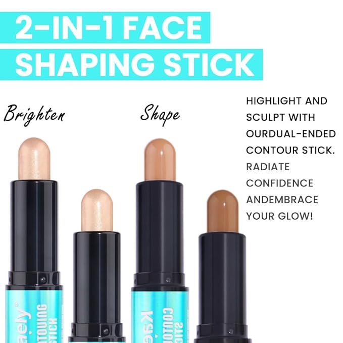 evpct 2in1 Face Shaping & Contouring Stick Cream Contour Concealer Bronzer Stick Makeup Kit for Face Highlighter Makeup Stick contorno maquillaje de maquillaje, NEW Medium + NEW Medium Tan-Velvo Beauty