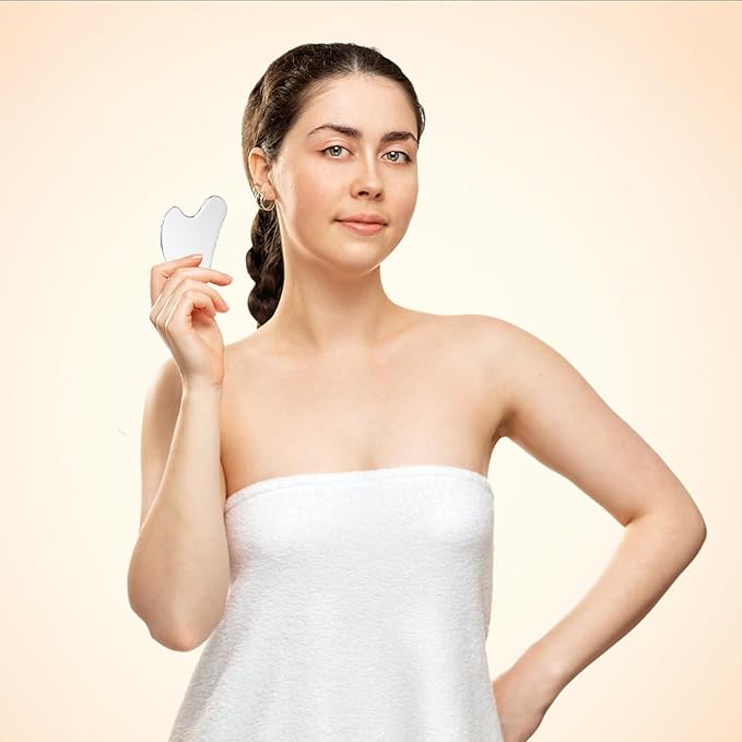 Stainless Steel Gua Sha Facial Tools Heart Shaped Guasha for Face Metal Gua Sha Tighten Skin Massage Guasha Beauty Tool for Body Eyes Neck-Velvo Beauty