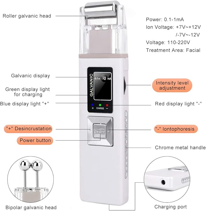 Portable Galvanic Microcurrent Skin Firming Machine, Anti-Aging Face Lift Massager Home Use Beauty Salon Device-Velvo Beauty