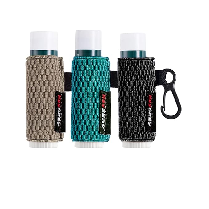 3PCS Lip Balm Holder Sleeves Keychain Lipstick Sleeves Lip Gloss Holder Keychain Chapstick Elastic Sleeves(Black/brown/Green)-Velvo Beauty