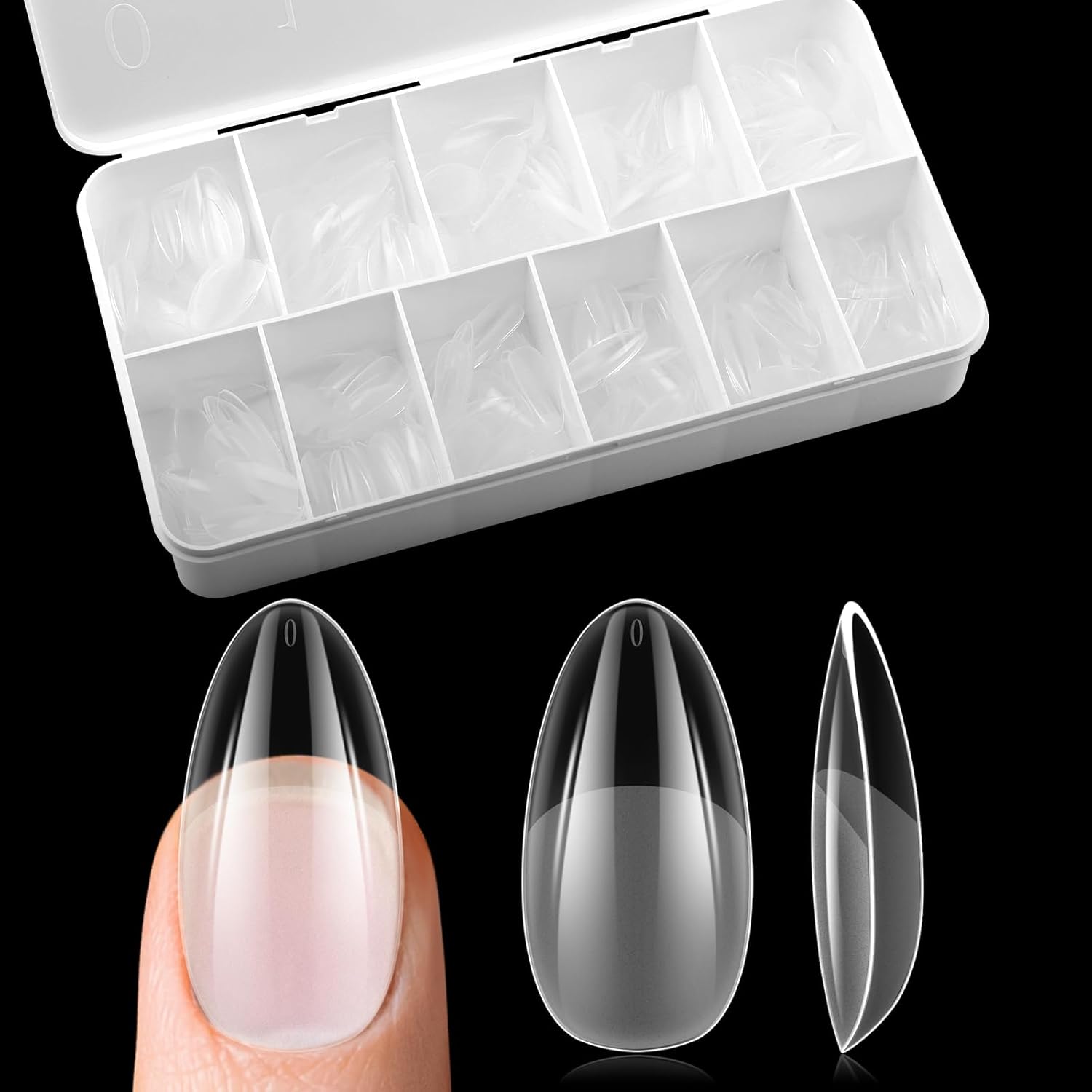 EBANKU Medium Almond Nail Tips, 550 Pcs Matte Clear Acrylic Press-on Nails, Pre-shaped Half Matte Full Cover Clear Acrylic Nails Gel Kit False Nail Tip Press on Nails for Nail Extension DIY Salon-Velvo Beauty