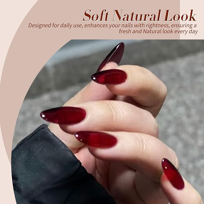 Born Pretty Jelly Gel Nail Polish Set Fall Winter Brown Blood Red Burgundy Black Gel Polish Sheer Milky Nude Transparent Halloween Gel Polish Set Nail Art Varnish Manicure Collection Gift 7ML 6PCS-Velvo Beauty