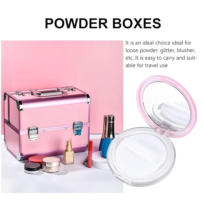 Powder Puff 2pcs Loose Powder Containers with Elasticated Net Sifter, Mirror and Puff 5g Loose Powder Compact Case Case for DIY Makeup and Travel () Cushion Foundation-Velvo Beauty