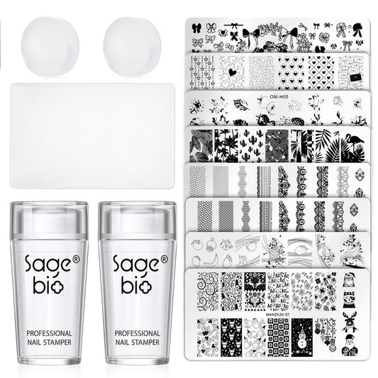 14PCS Nail Art Stamper Clear Silicone Nails Stamping Jelly with Scraper Transparent Visible Body DIY Manicure Nail Art Tool P-Velvo Beauty