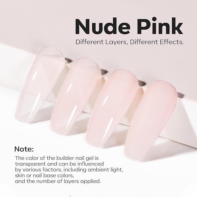 modelones Builder Nail Gel, 8-in-One Cover Nude Builder, LED Lamp Cured Thickening Apex Building Strengthener Extension Rubber Color Base Gel Polish Glue in a Bottle for Home DIY Salon Girls-Velvo Beauty