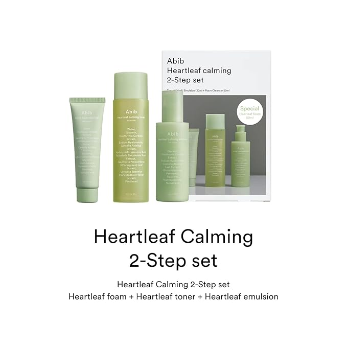 Abib Calming 2 Step Set with Cleanser I Heartleaf Calming Trio, All in One, Soothing Acne, Pimple, Mild Acidic for Senstive Skin, Irritated Skin-Velvo Beauty
