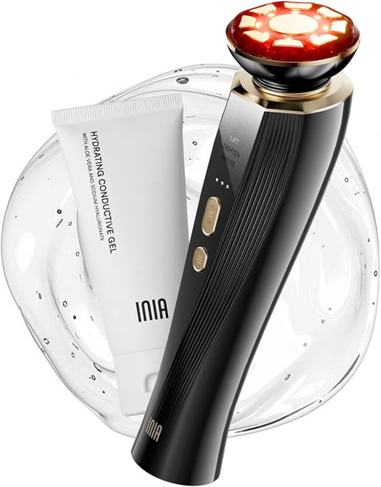 INIA Micro-Current Facial Device, 3-in-1 Facial Massager Red Light Therapy for Face and Neck True Beauty Glow Device Effective for Wrinkle and Puffiness-Velvo Beauty