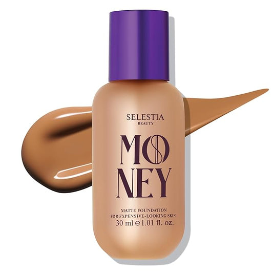 Matte Foundation Money - Long-Lasting Makeup Foundation with Flawless & Buildable Coverage - Liquid Foundation for All Skin Types (Caramel)-Velvo Beauty