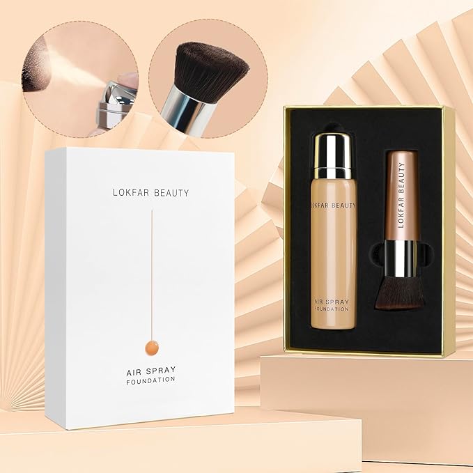 AirBrush Foundation Spray, Silky Mist Foundation Spray Makeup Set with Brush, Full Coverage Foundation for Smooth Radiant Finish, Formula Breathable Lightweight Hydrating | #05 Sand-Velvo Beauty