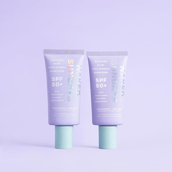 Naked Sundays SPF 50 Mineral Facial Sunscreen, Hydrating SPF with Zinc Oxide, Primer & Sheer Tint for Healthy Glow - 2 pack-Velvo Beauty