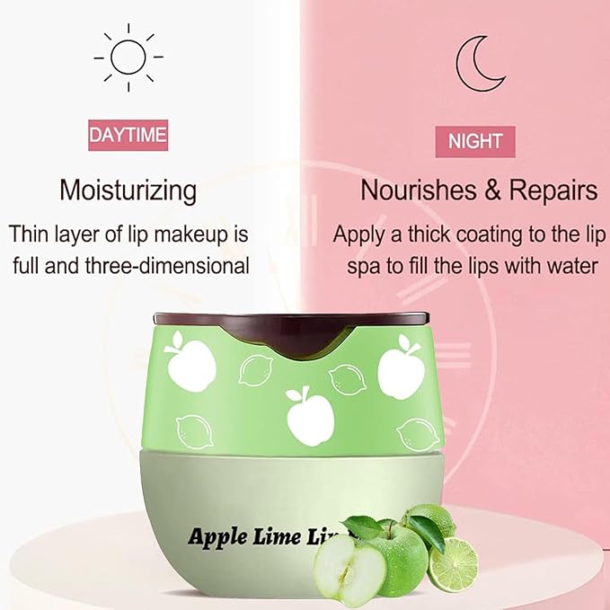 Bee Lip Balm Honey Pot, Lime Lip Mask,Lip Balm Moisturizing Lip Sleep Mask with Stick Hydrating & Prevention Dry and Cracked (Lime)-Velvo Beauty