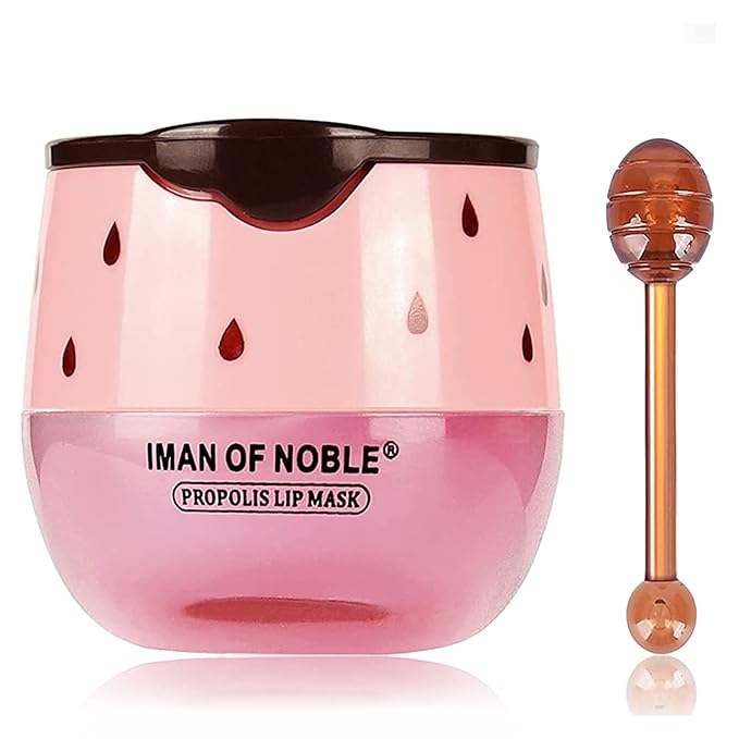 Strawberry Lip Balm Honey Pot, Hydrating Prevention Dry and Cracked Lip Scrubs Exfoliator, Reduces Lip Lines, Moisturizing Lip Balm Sleeping Lip Mask-Velvo Beauty