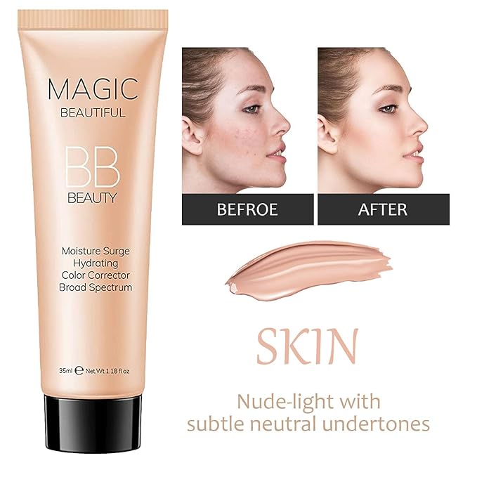 2 Pcs BB Cream Full Coverage Foundation,Hydrating Natural Flawless Concealer, Clean Nude Makeup Base,Color Correcting Oil-Free BB Cream(light skin tone)-Velvo Beauty