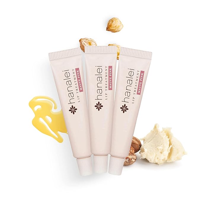 Hanalei Hydrating Lip Treatment Balm – Cruelty-Free, Paraben-Free Moisturizer for Severely Dry, Chapped Lips – Kukui Oil, Shea Butter & Grapeseed Oil –Mauve Pink Tint, Travel-Size 3-Pack (5g X 3)-Velvo Beauty