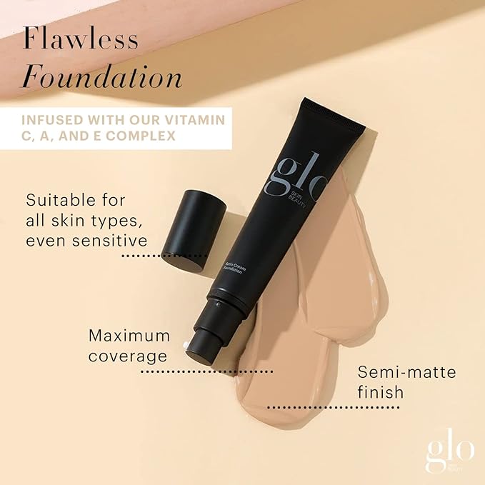 Glo Skin Beauty Satin Cream Foundation Makeup for Face, Honey Light - Full Coverage, Semi Matte Finish, Conceal Blemishes & Even Skin Tone-Velvo Beauty