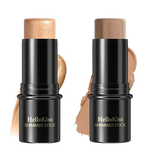 MIELIKKI 2Pcs Cream Contour Stick Makeup, Highlighter Stick and Bronzer Stick for Face Sculpting, Easy to Apply & Blend, Long Lasting, Waterproof, Matte Finish,0409-Velvo Beauty
