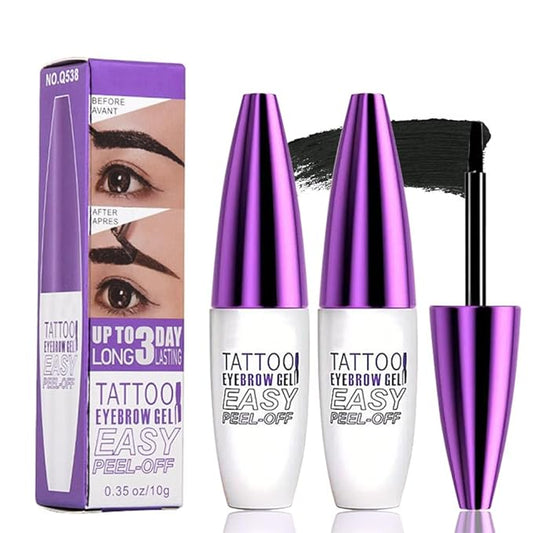 2Pcs Black Peel Off Brow Tint Gel - Waterproof & Sweatproof Tattoo Effect, Transfer-Resistant Multi-Day Wear, All Skin Types Mother’s Day Gift Set-Velvo Beauty