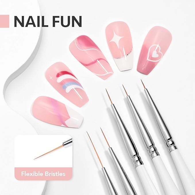 GAOY 5 Pcs Nail Art Liner Brushes, Thin French Liner, Nail Design Tools for Nail Detail Painting, for Nail DIY-Velvo Beauty