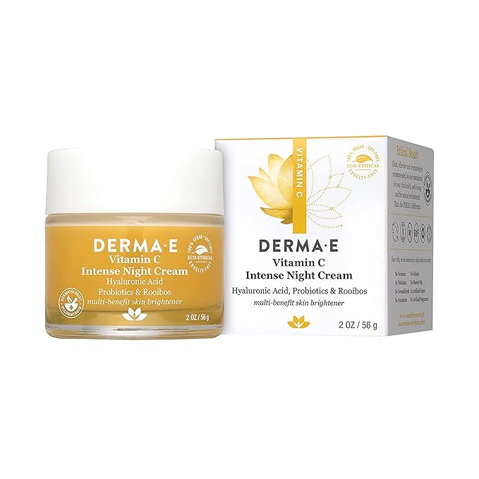 DERMA-E Vitamin C Intense Night Cream – Brightening and Hydrating Facial Skin Renewing Cream – Anti-Aging Overnight Facial Moisturizer, 2 oz-Velvo Beauty