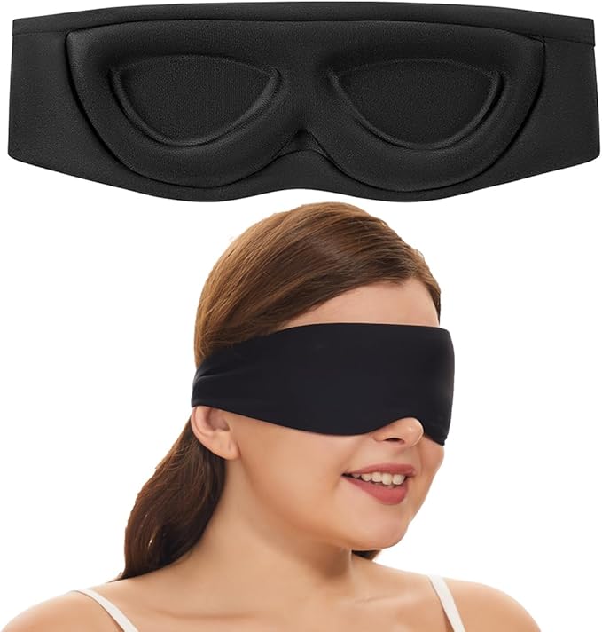 Alaska Bear Sleep Mask for Side Sleepers 2022 Headband Design, Cup-Shaped and Extra-Soft, 100 Blackout Eye Mask Shades Cover for Men and Women Home or Travel, Machine Washable, Black-Velvo Beauty