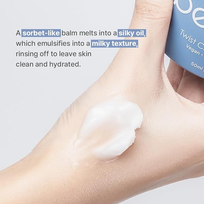 Bebare Twist Cleansing Balm with Hygienic Twist Dispenser: Cleanser for Heavy Makeup Removal, Hydrating Facial Wash for All Skin Types. Korean Vegan Skincare with Natural Oils, 1.69 Fl Oz-Velvo Beauty
