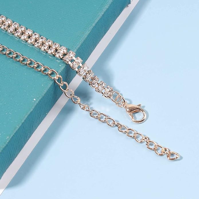 Boho Rhinestone Crystal Y Necklace Tennis Chain Y Lariat Necklace Long Gold CZ Drop Chain Necklace Sparkle Party Nightclub Necklace Chain Jewelry for Women and Girls-Velvo Beauty