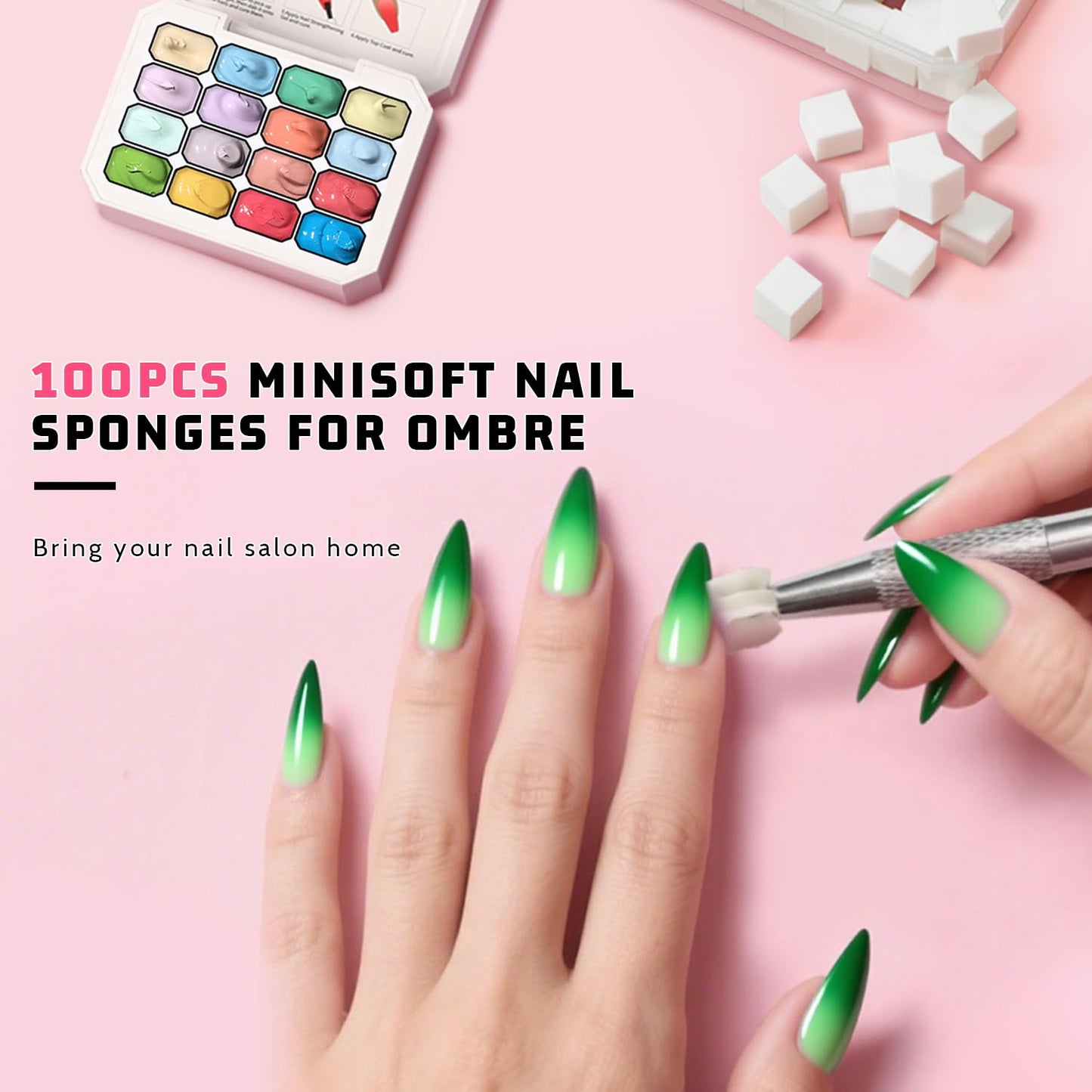 Sponge Pat Paint Nail Gel, Ombre Nails Gradient Gel Nail Blush Blooming Aura Nails Drawing Stripper Floral Painting DIY Nail Art, No Wipe, UV/LED Curing (16 Colors N)-Velvo Beauty