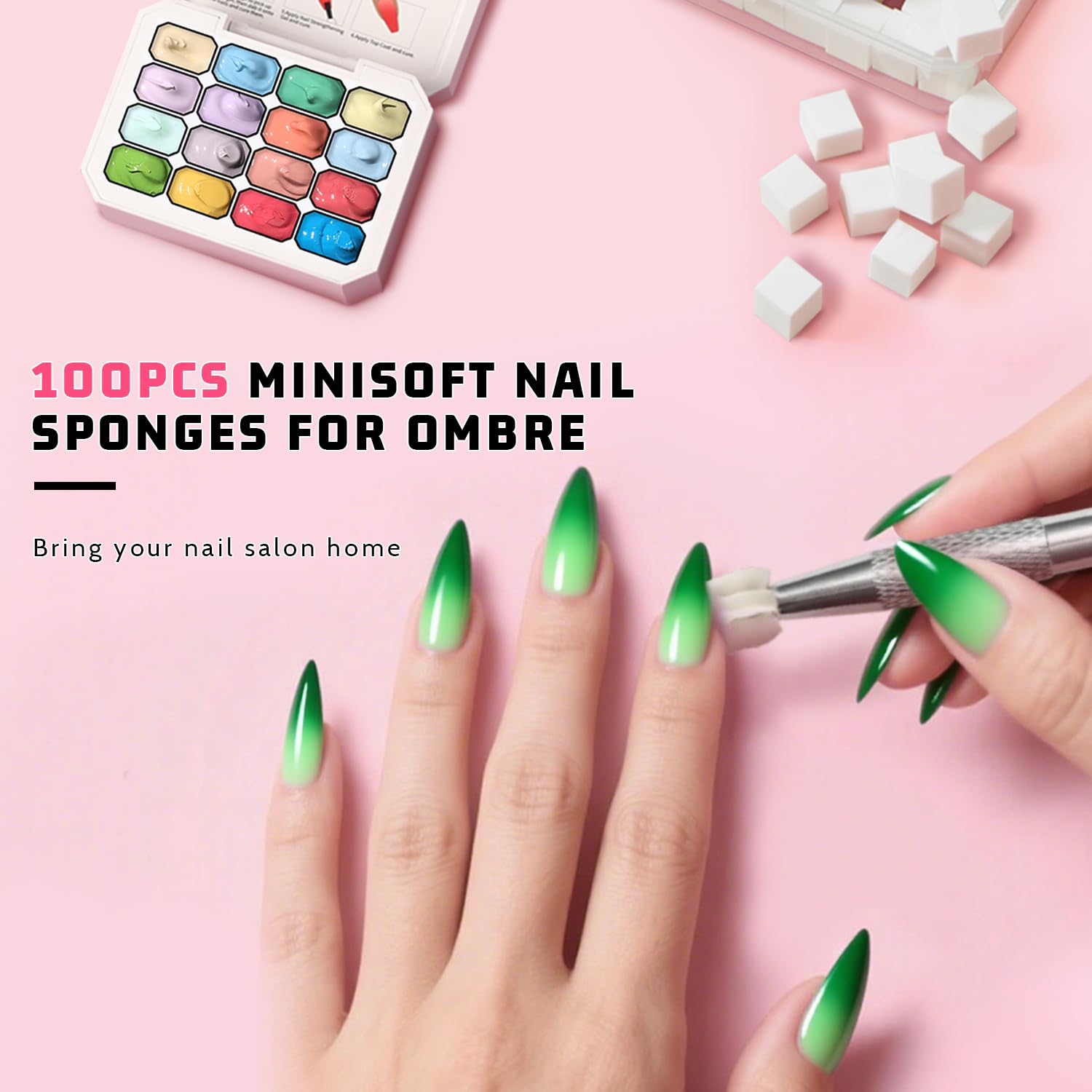 Sponge Pat Paint Nail Gel, Ombre Nails Gradient Gel Nail Blush Blooming Aura Nails Drawing Stripper Floral Painting DIY Nail Art, No Wipe, UV/LED Curing (16 Colors N)-Velvo Beauty