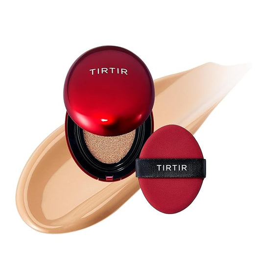 [*Mini Size*] TIRTIR Mask Fit Red Cushion Foundation | Full coverage, Weightless, Skin fit, Satin Glow Finish, Korean Makeup, beauty, Tattoo cover up, Buildable (#27C Cool Beige, 0.15 Fl Oz)-Velvo Beauty