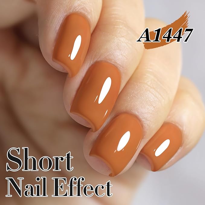Double Rhythm Translucent Gel Polish Sheer Neutral Natural Light Milky Same Color Same Bottle 15ML Jelly UV Nail Polish Nail Art DIY at Home (Brown Orange-A1447)-Velvo Beauty