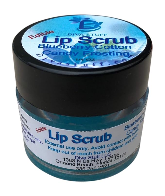 Diva Stuff Ultra Hydrating Lip Scrub for Soft Lips, Gentle Exfoliation, Moisturizer & Conditioner, Blueberry Cotton Candy Frosting – ¼ oz (Made in the USA)-Velvo Beauty