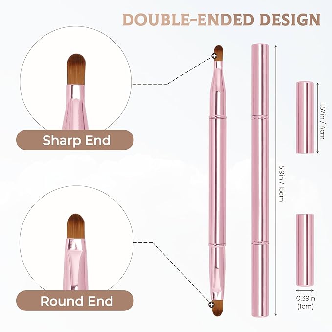Unaone 2 Pack Lip Brush for Lipstick, Dual-Ended Lip Makeup Brush with Lid, Lipstick Brush for Lip Gloss-Velvo Beauty