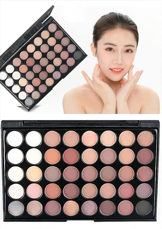 40 color Highly Pigmented Eye Makeup Palette, Matte Shimmer Metallic Eyeshadow Pallet Long Lasting Blendable Natural Colors Make Up Eye Shadows Cosmetics Gift Kit (E01)-Velvo Beauty