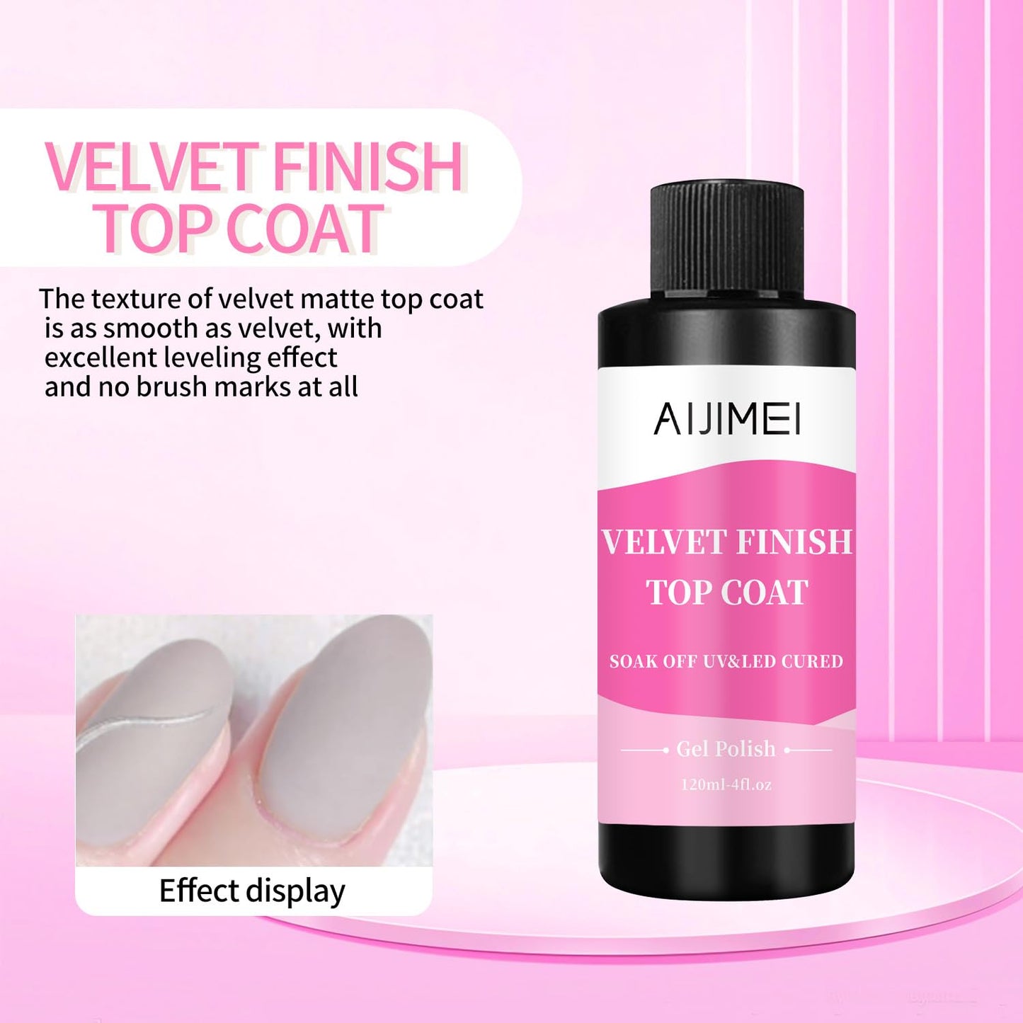 AIJIMEI Velvet Finish Top Coat – Luxurious Matte Effect, Quick Dry, Easy Application, Suitable for All Nail Types, Professional Quality for Home Use 4 Fl Oz-Velvo Beauty