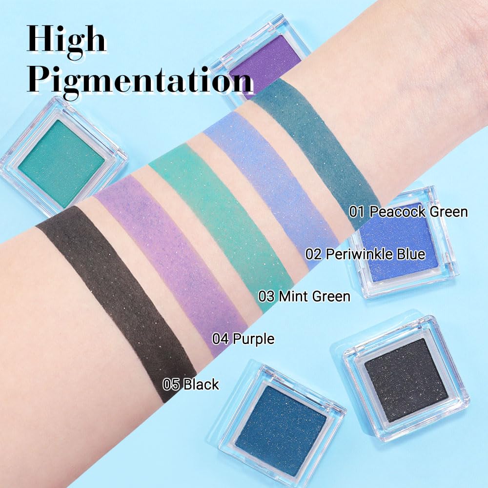 Shimmer Single Eye Shadow Palette Makeup, Mint Green Shimmer Monochrome Eyeshadow Halloween Birthday Party Wear For Green Blue Eye, Pigmented Waterproof Sombras Para Ojos-Velvo Beauty