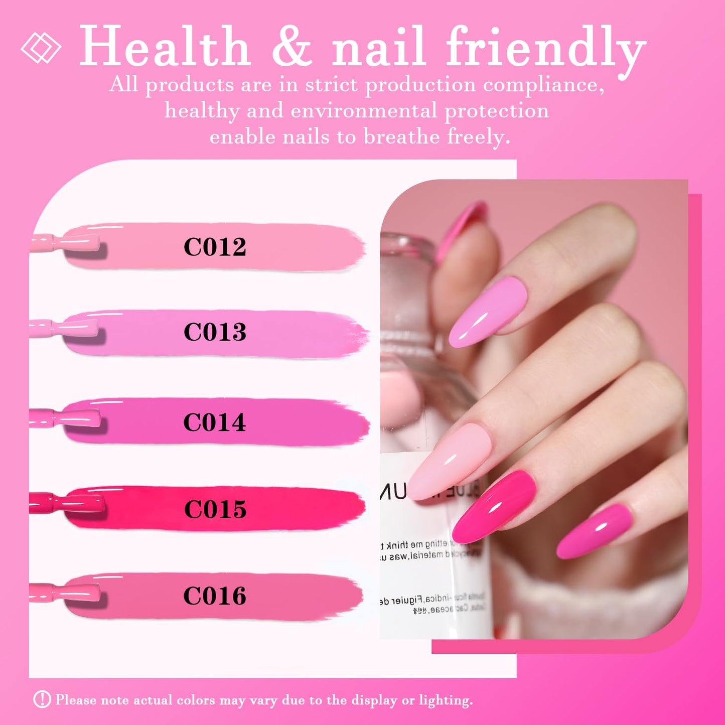 Pink Gel Nail Polish Set, Light/Hot Pink Cherry Blossom Strawberry All Seasons Soak Off Long Lasting Romantic 10 Colors Starter Kit DIY Home Gift for Girlfriend Woman Beginners-Velvo Beauty