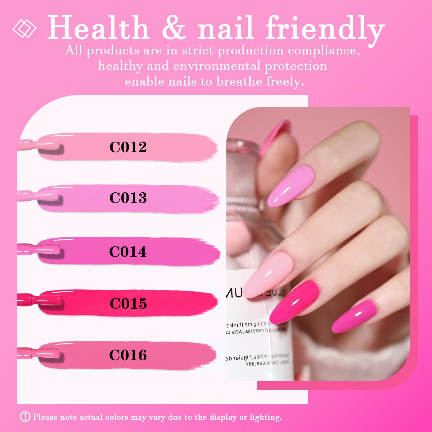 Pink Gel Nail Polish Set, Light/Hot Pink Cherry Blossom Strawberry All Seasons Soak Off Long Lasting Romantic 10 Colors Starter Kit DIY Home Gift for Girlfriend Woman Beginners-Velvo Beauty