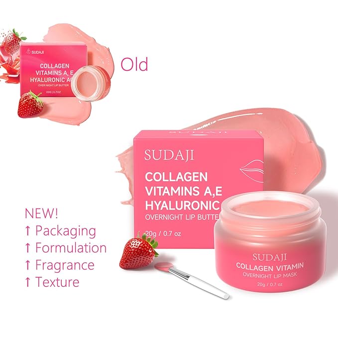 Lip Mask, Collagen Hydrating Lip Balm, Overnight Moisture Lip Butter with Hyaluronic Acid & Aloe Vera, Sleeping Nourishing Lip Butter Balm-Velvo Beauty